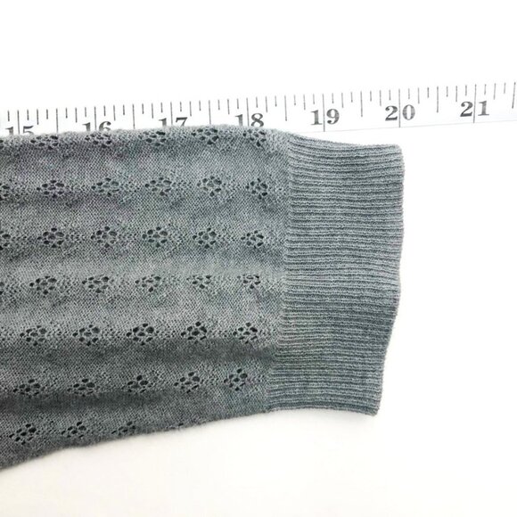 The Limited Sweater Women's M Grey Open-Front Belted Mixed Media Knit Cardigan - Picture 11 of 13